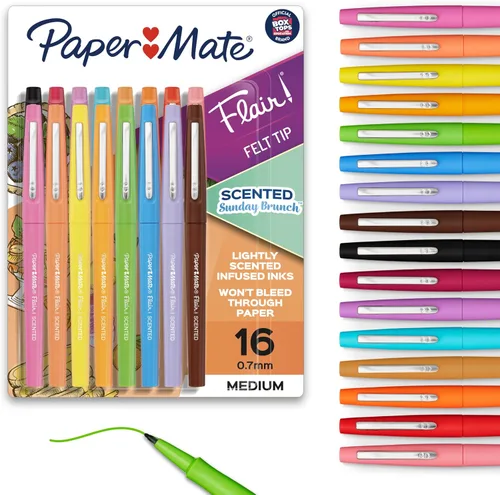 Vista 8 de Paper Mate Flair Nature Escape - Bolígrafos perfumados con punta de fieltro, punta media (0.028 in), colores surtidos, 64 unidades, perfectos