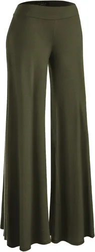 Vista 60 de Made By Johnny Pantalones palazzo elásticos de pierna ancha para mujer, lisos, casuales, cómodos