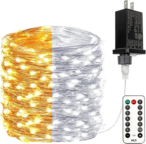 Vista 11 de Guirnalda de luces LED enchufables de 33 pies, impermeable, para exteriores e interiores, 8 modos con temporizador, luz de Navidad, decoración