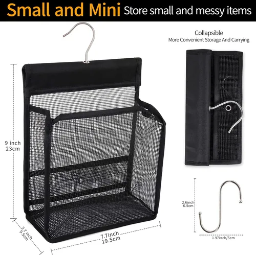 Vista 2 de Mini cesta de almacenamiento de malla colgante para baño, cesta de almacenamiento plegable para ducha, ideal para gimnasios, dormitorios