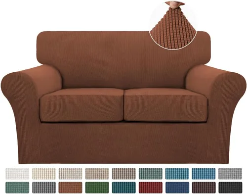 Vista 87 de Turquoize 2 fundas para sillas de sala de estar, funda de sofá con fundas de cojín individuales, funda de muebles para sillas (silla, beige biscotti)