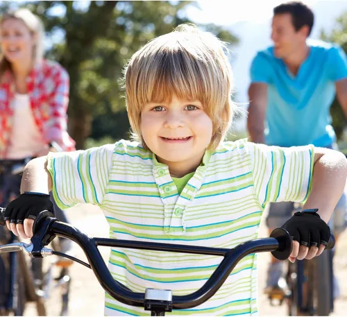 Vista 6 de Boao 3 pares de guantes de medio dedo para niños guantes de deporte antideslizantes de gel para niños Ciclismo de montar en bicicleta azul gris