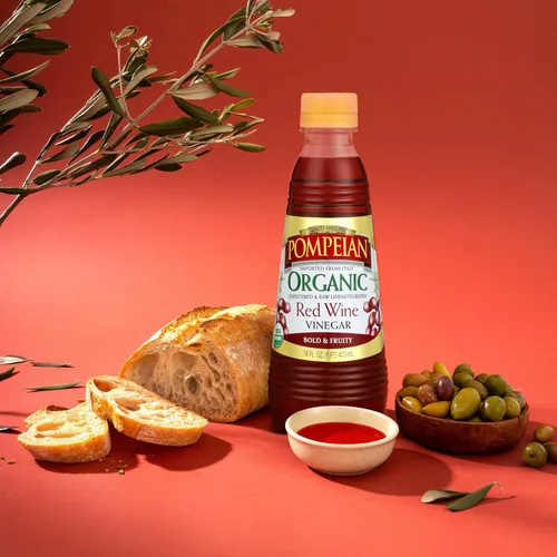 Vista 5 de Pompeian Vinagre de vino tinto orgánico gourmet, sin filtrar y sin pasteurizar, 16 onzas líquidas