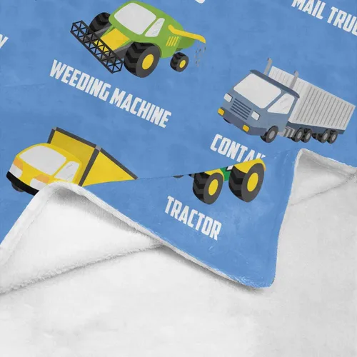 Vista 5 de Artsadd Mantas personalizadas con nombre y diseño de transporte para bebé niño de 30 x 40 pulgadas, manta personalizada de camión con nombre