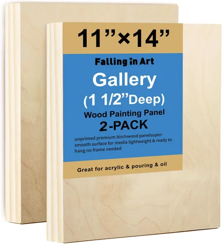 Vista 10 de Falling in Art Paquete de 2 paneles de lienzo de madera sin terminar, kit de paneles de madera de abedul de galería de 5 x 5, tablas de cuna de arte