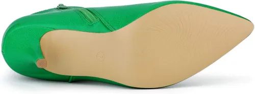 Vista 5 de Allegra K Botines de tacón de aguja con cremallera y punta puntiaguda para mujer