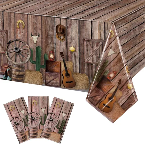 Vista 9 de Tiamon - Mantel de plástico con diseño de vaquero occidental (1 unidad)