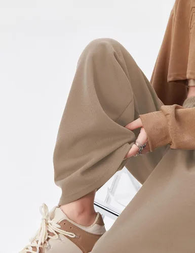 Vista 5 de Kiench Pantalones deportivos de pierna recta para adolescentes y niñas, cintura alta, con cordón