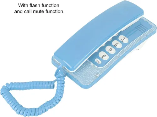 Vista 4 de Mini teléfono de pared, teléfono fijo retro para montar en la pared con función de flash y función de silencio de llamada, interfaz RJ45 alimentada