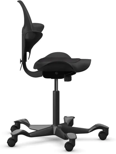 Vista 8 de HAG Capisco Puls - Silla de escritorio ajustable para sentarse a pie, marco negro, cojín parcial negro