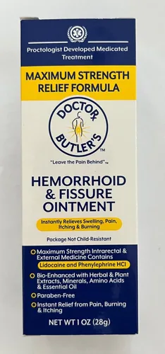 Vista 10 de Doctor Butler's Ungüento para hemorroides y fisuras – Tratamiento para hemorroides y crema para hemorroides con lidocaína y clorhidrato
