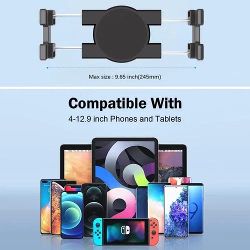 Vista 4 de Soporte de aluminio resistente para tablet para automóvil, soporte de tableta para camión, vehículos comerciales, salpicadero, barco y pared