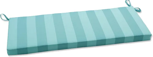 Vista 6 de Pillow Perfect Cojín de banco para sofá de interior/exterior con lazos, resistente a la intemperie y a la decoloración, 18 x 45 pulgadas, rayas