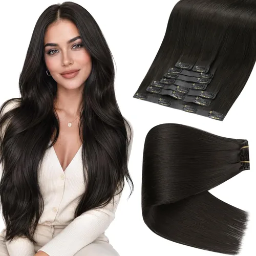Vista 37 de Full Shine Extensiones de Cabello Rubio con Clip Reflejos Cabello Humano Extensiones con Clip Rubio Ceniza Mezcla Rubio Decolorado PU Extensiones