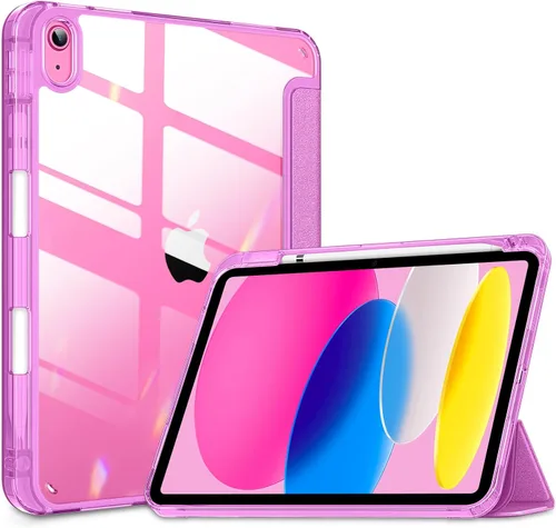 Vista 19 de DTTOCASE - Funda para iPad de 10.ª generación de 2022, 10.9”, reverso transparente y marco de poliuretano termoplástico antigolpes