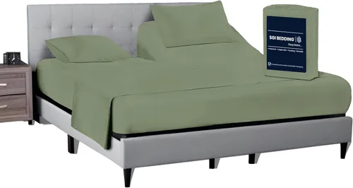 Vista 20 de SGI bedding Sábana Queen de 28" con Parte Superior Dividida Flex Head, 100% Algodón Egipcio, Cuenta de Hilos 1000, Sábana Superior Flex para Cama