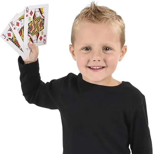 Vista 3 de The Dreidel Company Baraja de cartas para niños, baraja de cartas, juegos, diversión familiar, recuerdos de fiesta (cartas grandes (3 x 5 pulgadas)