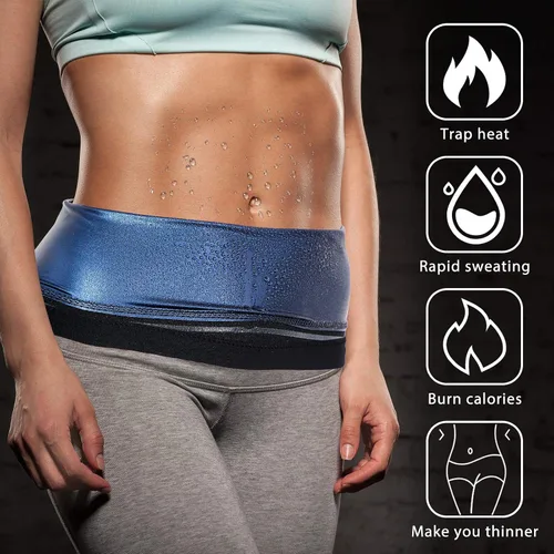 Vista 5 de Geyoga 2 piezas de reductor de cintura para mujer, para sudar, entrenamiento de cintura para culturismo, grasa del vientre inferior