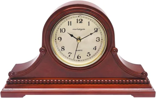 Vista 11 de Relojes de Repisa, Funcionan con Baterías, Reloj de Mesa de Madera Silencioso con Campanadas Westminster a Cada Hora, Reloj de Repisa de Madera