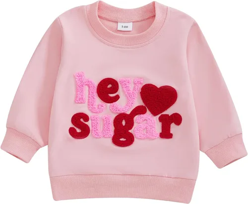 Vista 45 de Sudadera con cuello redondo para el día de San Valentín para bebé, niña, niño, para el día de San Valentín