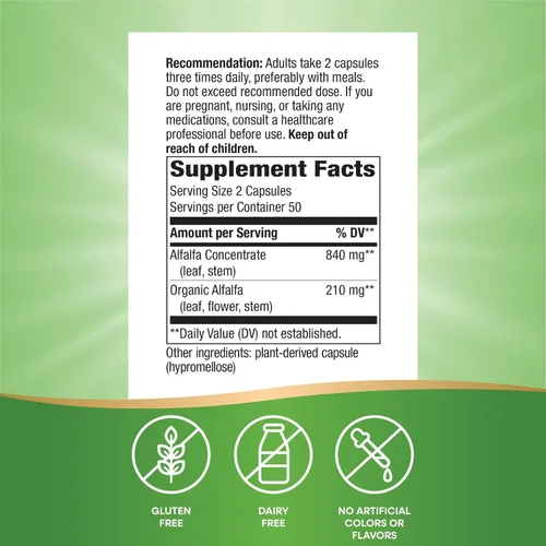 Vista 2 de Nature's Way Premium Herbal Alfa-Max, concentrado de 840 mg por porción, 100 Vcaps
