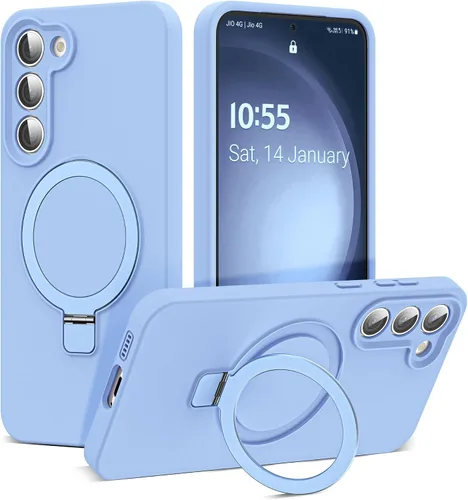 Vista 59 de SKYLMW - Funda para Samsung Galaxy S23 con soporte, 6.1 pulgadas, color negro Soporte de anillo magnético, compatible con Mag-Safe, funda