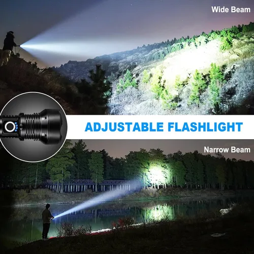 Vista 5 de KINGCAESAR Linternas recargables de alto lúmenes, 2 unidades de 90,000 lúmenes, linterna súper brillante, 5 modos de linterna LED, IPX7 impermeable
