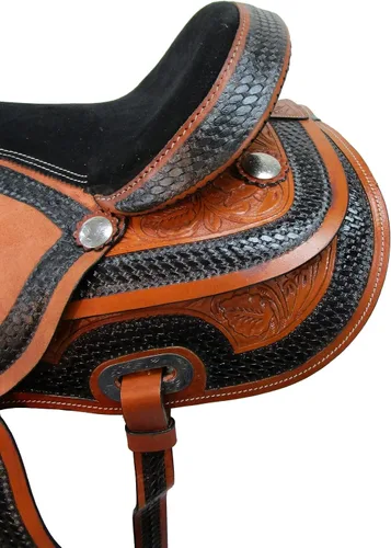 Vista 6 de Cómodo Trail Western Horse Sillín 15 16 17 18 Placer Tooled Cuero Tack Set SQHB