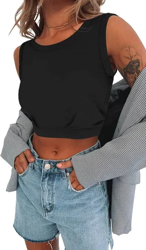 Vista 5 de Crop Top Workout Shirts for Women Cute Sleeveless Yoga Tops Gym Athletic Tank Tops Trendy Y2K Clothes for Teen Girls XS-XL