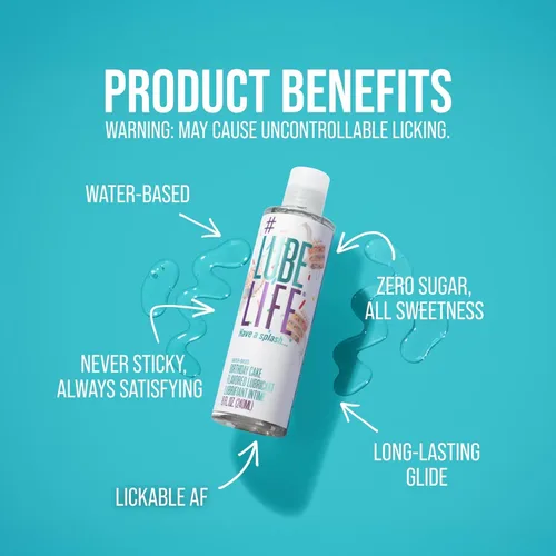 Vista 6 de Lube Life - Lubricante personal a base de agua, sabor a pastel de cumpleaños, para hombres, mujeres y parejas, sin azúcar añadido, 8 onzas líquidas
