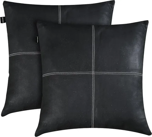 Vista 133 de Funda de almohada de piel de cordero – Funda de cojín decorativa para sofá – Fundas para sala de estar y dormitorio, 22 x 22 pulgadas – Paquete de 2