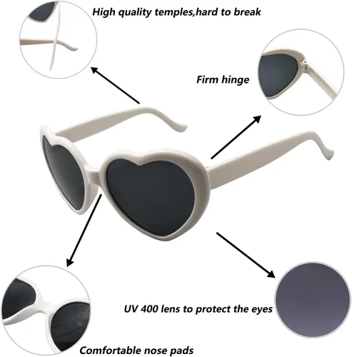 Vista 3 de Gafas de sol en forma de corazón para mujer, gafas de corazón de moda, lindas gafas de sol retro, Taylor Cupid Party