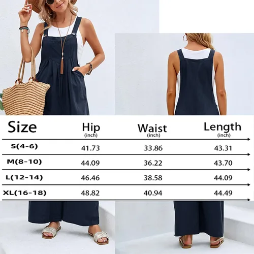 Vista 5 de Overol casual con pechera para mujer, de pierna ancha, tirantes delgados ajustables, con bolsillos