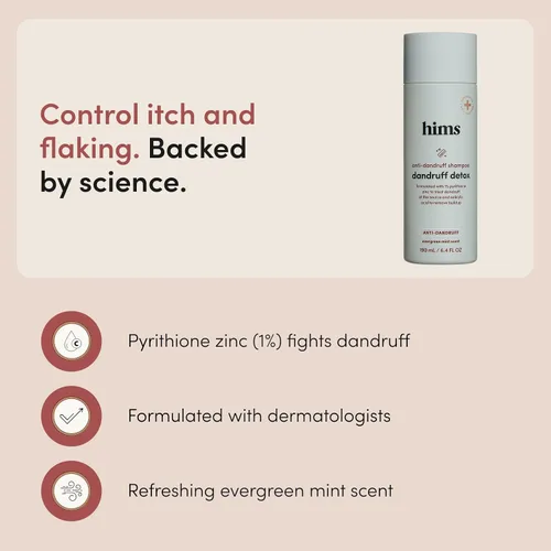 Vista 2 de Hims Champú desintoxicante para la caspa, piritiona de zinc, menta perenne