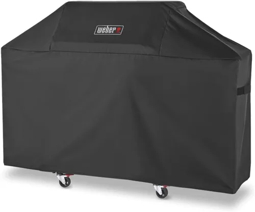Vista 3 de Cubierta de parrilla al aire libre Weber Premium, resistente al agua, compatible con parrillas de gas Weber Genesis serie 300, negra