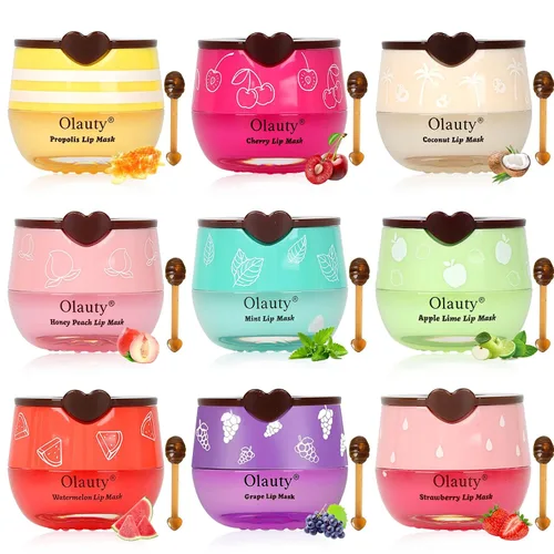 Vista 10 de 2 piezas de mascarilla labial de miel de abeja, mascarilla labial de miel y fresa, bálsamo labial de propóleo hidratante con palo - Exfoliante