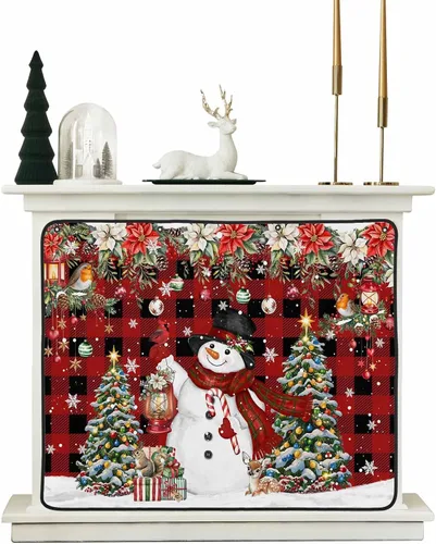 Vista 20 de Cubierta magnética azul para chimenea, detiene la pérdida de calor, pantalla de chimenea para interiores, bolas de gnomos de Navidad, árbol de copo