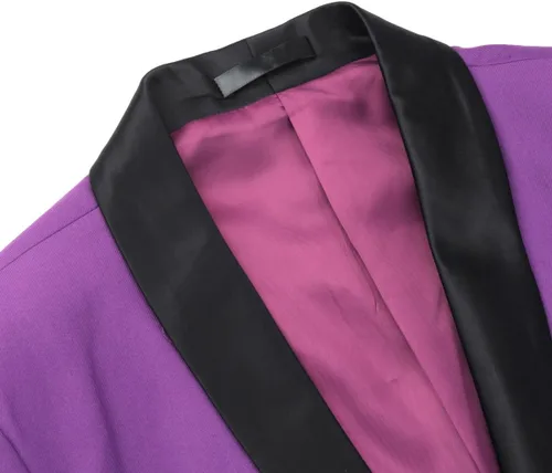 Vista 4 de Boyland Traje de 2 piezas para hombre, color sólido, chal, solapa, un botón, chaqueta del mismo color, pantalones de negocios, traje de negocios