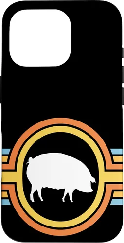 Vista 20 de Pig - Farm Farming Piglet Piggy Hog Swine Cute 70s Retro Case for iPhone 17