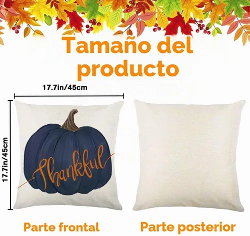Vista 2 de Vellibring Fundas de almohada de otoño de 18 x 18 pulgadas, fundas
