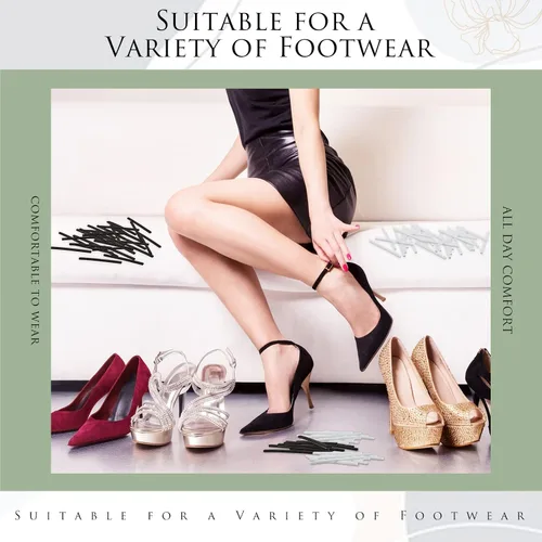 Vista 4 de 200 piezas de cinta de zapato para mujer, cinta de zapatos cortables para tacones, cojines de pie para tacones, zapatos de tacón y sandalias