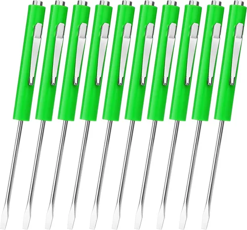 Vista 15 de Honoson 10 Piezas de Destornillador de Bolsillo Mini con Parte Superior y Clips de Bolsillo Magnéticos, Destornillador Pequeño Ranurado con Cabeza