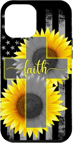 Vista 26 de Faith Jesus Cross Sunflower American Flag Patriotic Black Case for iPhone 17