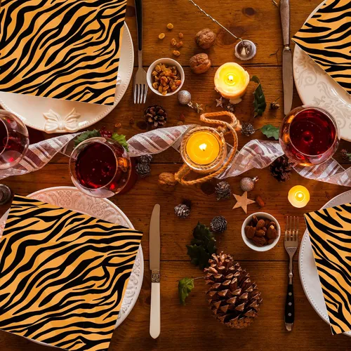 Vista 7 de Servilletas de fiesta con estampado de tigre, servilletas de papel de tigre, juego de servilletas desechables para fiesta de tigre, temática