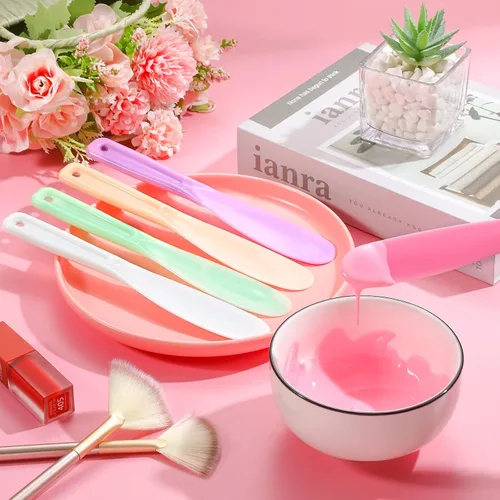 Vista 4 de 10 espátulas cosméticas de plástico, gelatina, loción para el cuidado de la piel, espátulas desechables para tratamientos faciales, aplicador