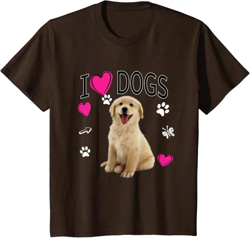 Vista 34 de Camiseta I Love Dogs - Camiseta Golden Labrador retriever, Azul Negro