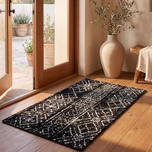 Vista 55 de SAFAVIEH Alfombra de área 8x10 - Colección Adirondack - Grande - Negro y plateado, diseño marroquí bohemio, no suelta pelusa y fácil de limpiar