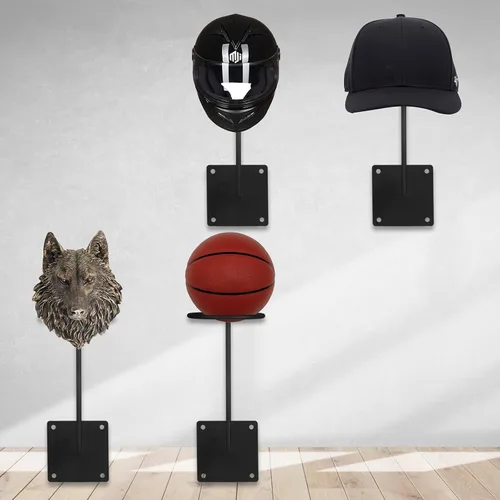 Vista 4 de ILM Paquete de 2 soportes para casco, gancho para colgar en pared, accesorios de motocicleta Negro