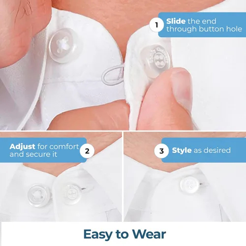 Vista 6 de Comfy Clothiers 3-Pack Collar Extenders for Men - Button Expanders for Shirts