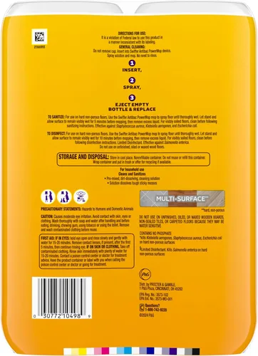 Vista 10 de Swiffer PowerMop Solución de recarga antibacteriana, limpiador de suelos multisuperficie multiusos para trapear azulejos, vinilo, laminado, madera